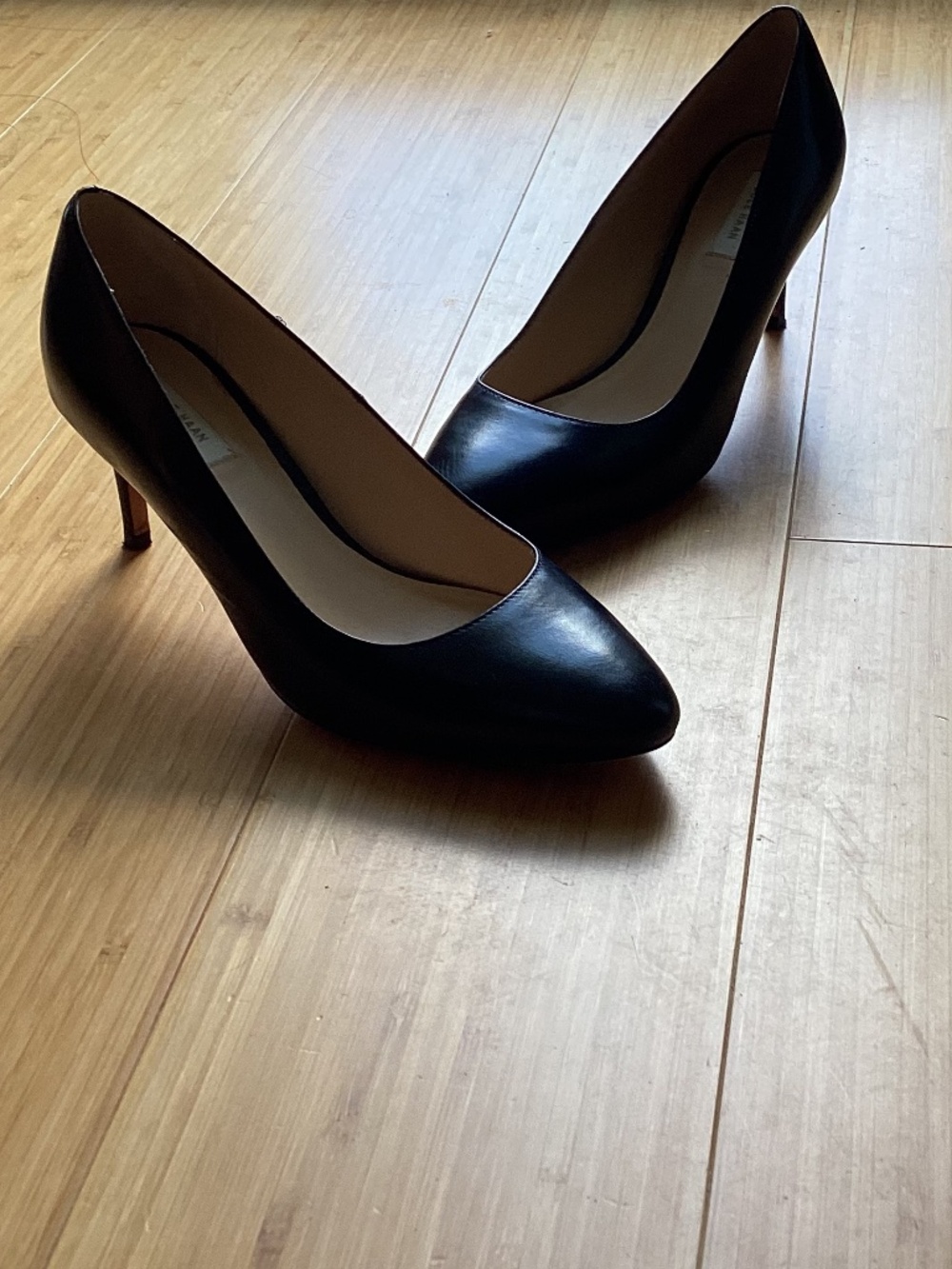Cole Haan Bethany Soft Leather Pump Almond Toe Black Size 6 (65mm heel)